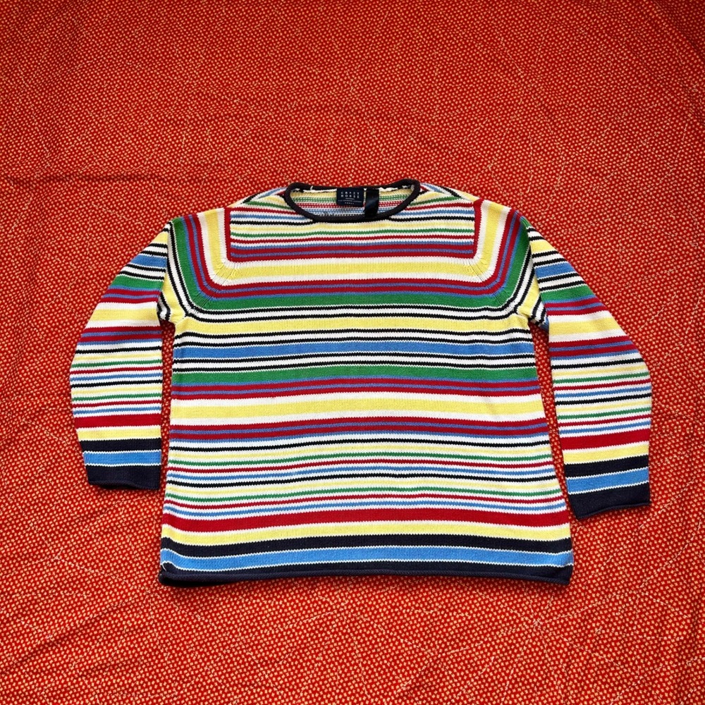 Crazy Horse Liz Claiborne Rainbow Striped Knit Sweater Woman Size 1 Cotton Blend